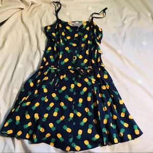 Navy Pineapple Button Up Dress